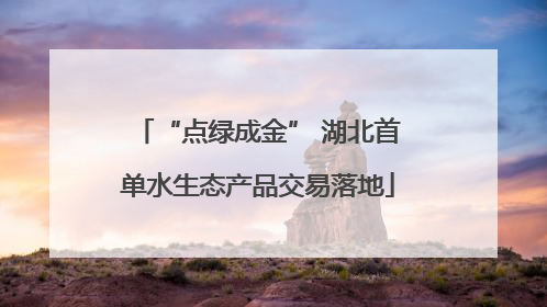 “点绿成金” 湖北首单水生态产品交易落地
