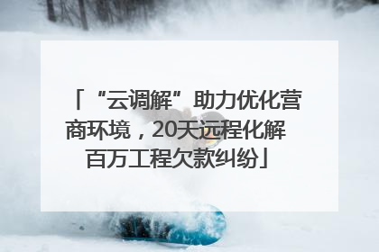 “云调解”助力优化营商环境，20天远程化解百万工程欠款纠纷