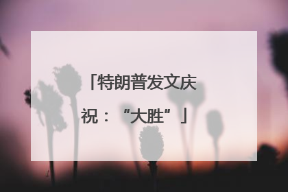 特朗普发文庆祝：“大胜”