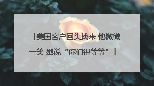 美国客户回头找来 他微微一笑 她说“你们得等等”