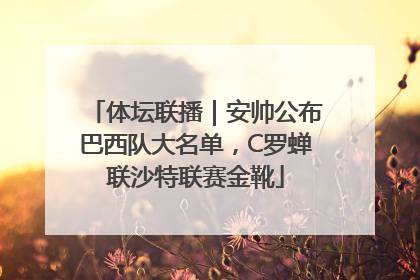 体坛联播｜安帅公布巴西队大名单，C罗蝉联沙特联赛金靴