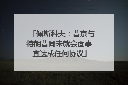 佩斯科夫:普京与特朗普尚未就会面事宜达成任何协议