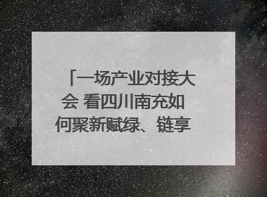 一场产业对接大会 看四川南充如何聚新赋绿、链享未来｜打赢经济发展翻身仗