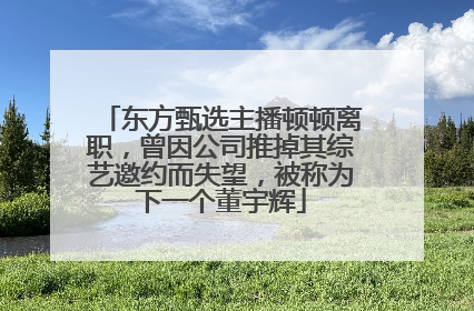 东方甄选主播顿顿离职，曾因公司推掉其综艺邀约而失望，被称为下一个董宇辉