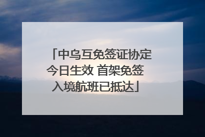 中乌互免签证协定今日生效 首架免签入境航班已抵达