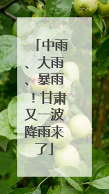 中雨、大雨、暴雨！甘肃又一波降雨来了