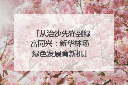 从治沙先锋到绿富同兴：新华林场绿色发展育新机