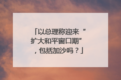 以总理称迎来“扩大和平窗口期”，包括加沙吗？