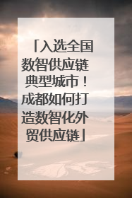 入选全国数智供应链典型城市！成都如何打造数智化外贸供应链