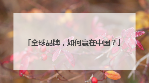 全球品牌，如何赢在中国？