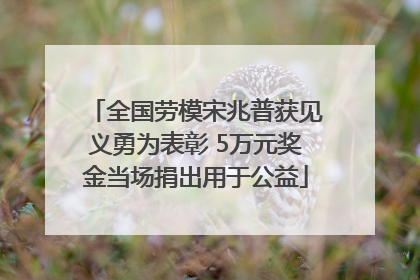 全国劳模宋兆普获见义勇为表彰 5万元奖金当场捐出用于公益