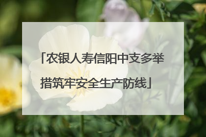 农银人寿信阳中支多举措筑牢安全生产防线