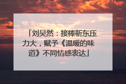 刘昊然：接棒靳东压力大，赋予《温暖的味道》不同情感表达