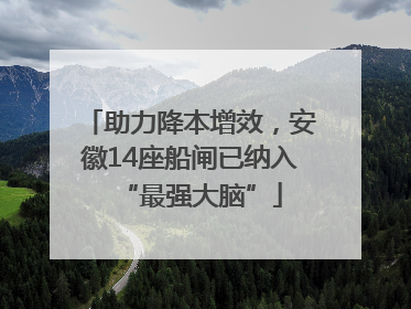 助力降本增效，安徽14座船闸已纳入“最强大脑”
