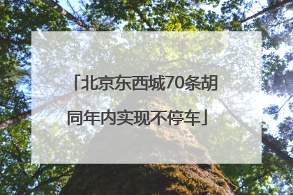 北京东西城70条胡同年内实现不停车