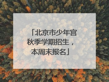 北京市少年宫秋季学期招生，本周末报名