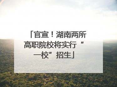 官宣！湖南两所高职院校将实行“一校”招生