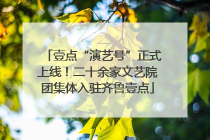 壹点“演艺号”正式上线！二十余家文艺院团集体入驻齐鲁壹点