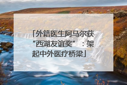 外籍医生阿马尔获“西湖友谊奖”：架起中外医疗桥梁
