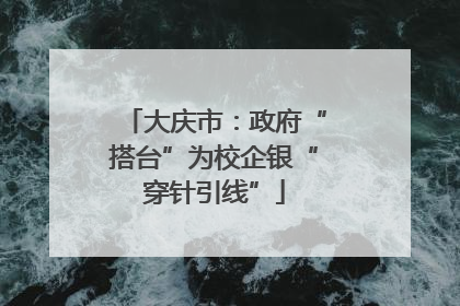 大庆市：政府“搭台”为校企银“穿针引线”