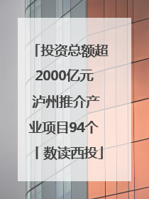 投资总额超2000亿元 泸州推介产业项目94个丨数读西投