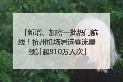 新增、加密一批热门航线！杭州机场暑运客流量预计超910万人次