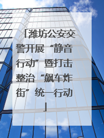 潍坊公安交警开展“静音行动”暨打击整治“飙车炸街”统一行动