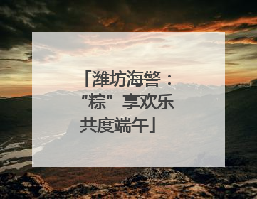 潍坊海警：“粽”享欢乐共度端午