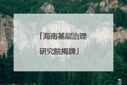 海南基层治理研究院揭牌