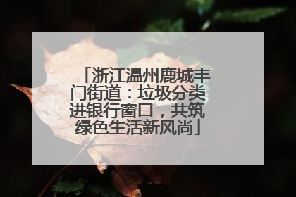 浙江温州鹿城丰门街道：垃圾分类进银行窗口，共筑绿色生活新风尚