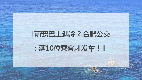 萌宠巴士遇冷？合肥公交：满10位乘客才发车！