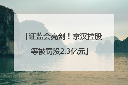 证监会亮剑！京汉控股等被罚没2.3亿元