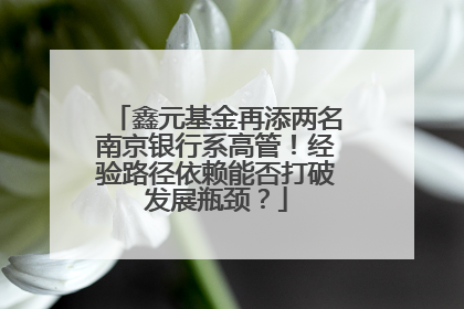 鑫元基金再添两名南京银行系高管！经验路径依赖能否打破发展瓶颈？