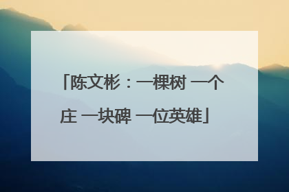陈文彬：一棵树 一个庄 一块碑 一位英雄