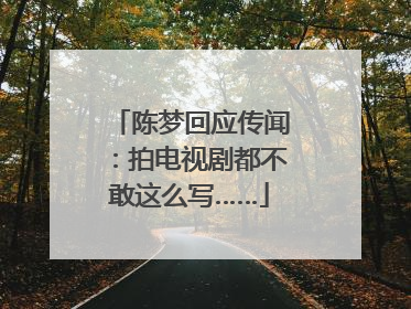 陈梦回应传闻：拍电视剧都不敢这么写……