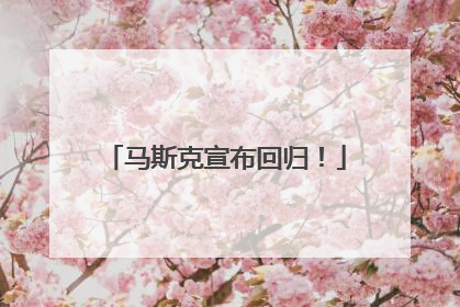 马斯克宣布回归！