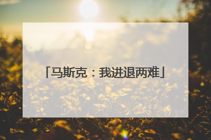 马斯克：我进退两难