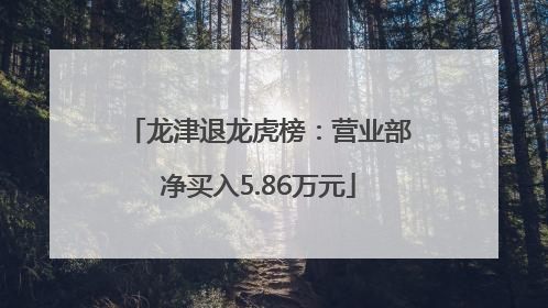 龙津退龙虎榜：营业部净买入5.86万元