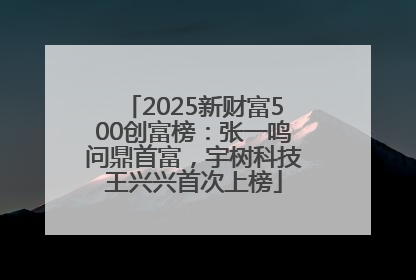 2025新财富500创富榜：张一鸣问鼎首富，宇树科技王兴兴首次上榜