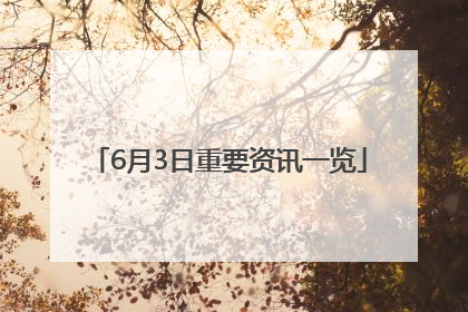 6月3日重要资讯一览